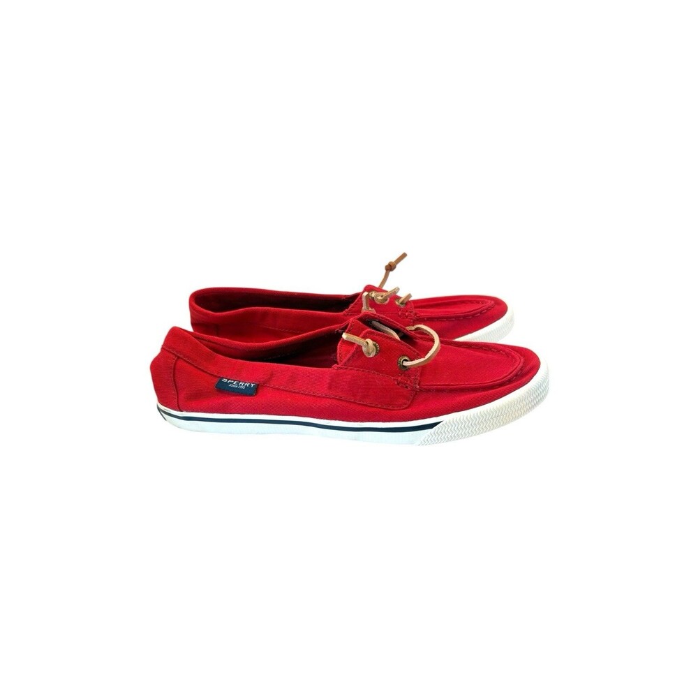 Sperry Womens Size 8M Top-Sider 93633 Bright Red Canvas Boat Shoes